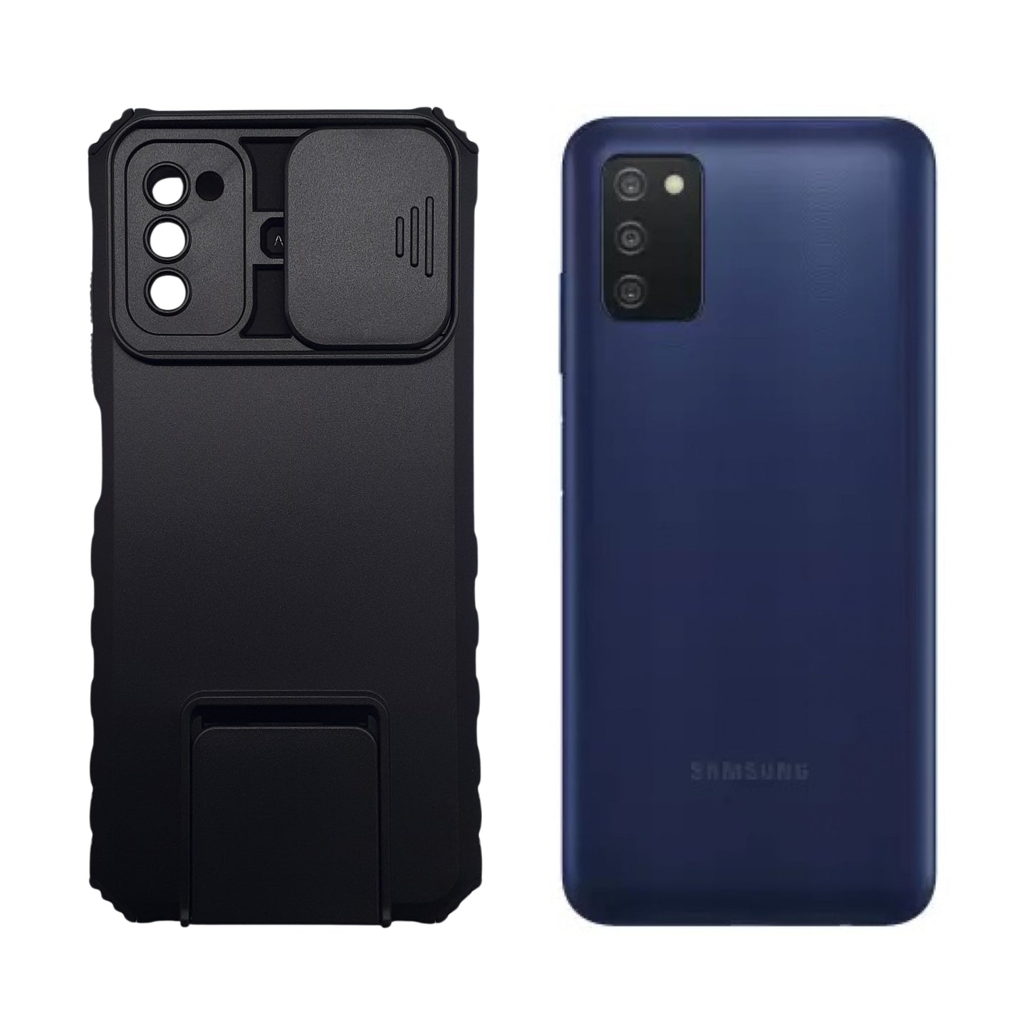 Samsung A03s Case Heavy Duty Shockproof Sliding Camera Cover Integrated Kickstand Built-in Stand