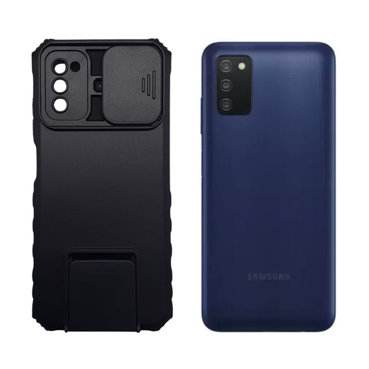 Samsung A03s Case Heavy Duty Shockproof Sliding Camera Cover Integrated Kickstand Built-in Stand