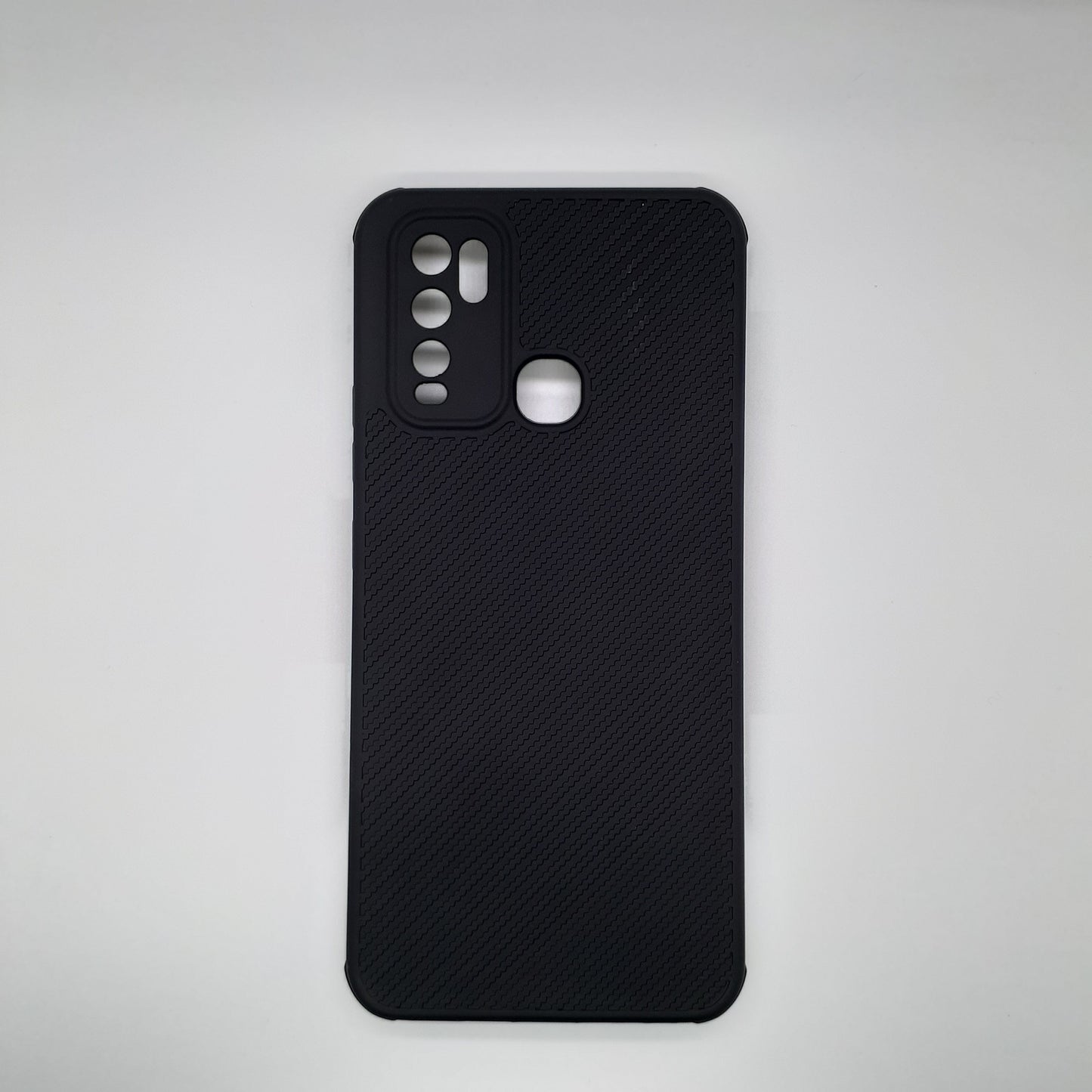 Vivo Y30 Carbon Fiber texture Hard Rubber armour back cover shock-porof case