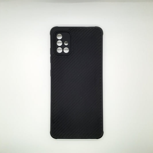 Samsung A51 Carbon Fiber texture Hard Rubber armour back cover shock-porof case