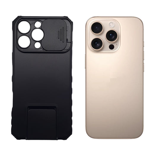 iPhone 16 Pro Max Heavy Duty Shockproof Case Slide Camera Cover Integrated Kickstand Magnetic Car Mount Holder