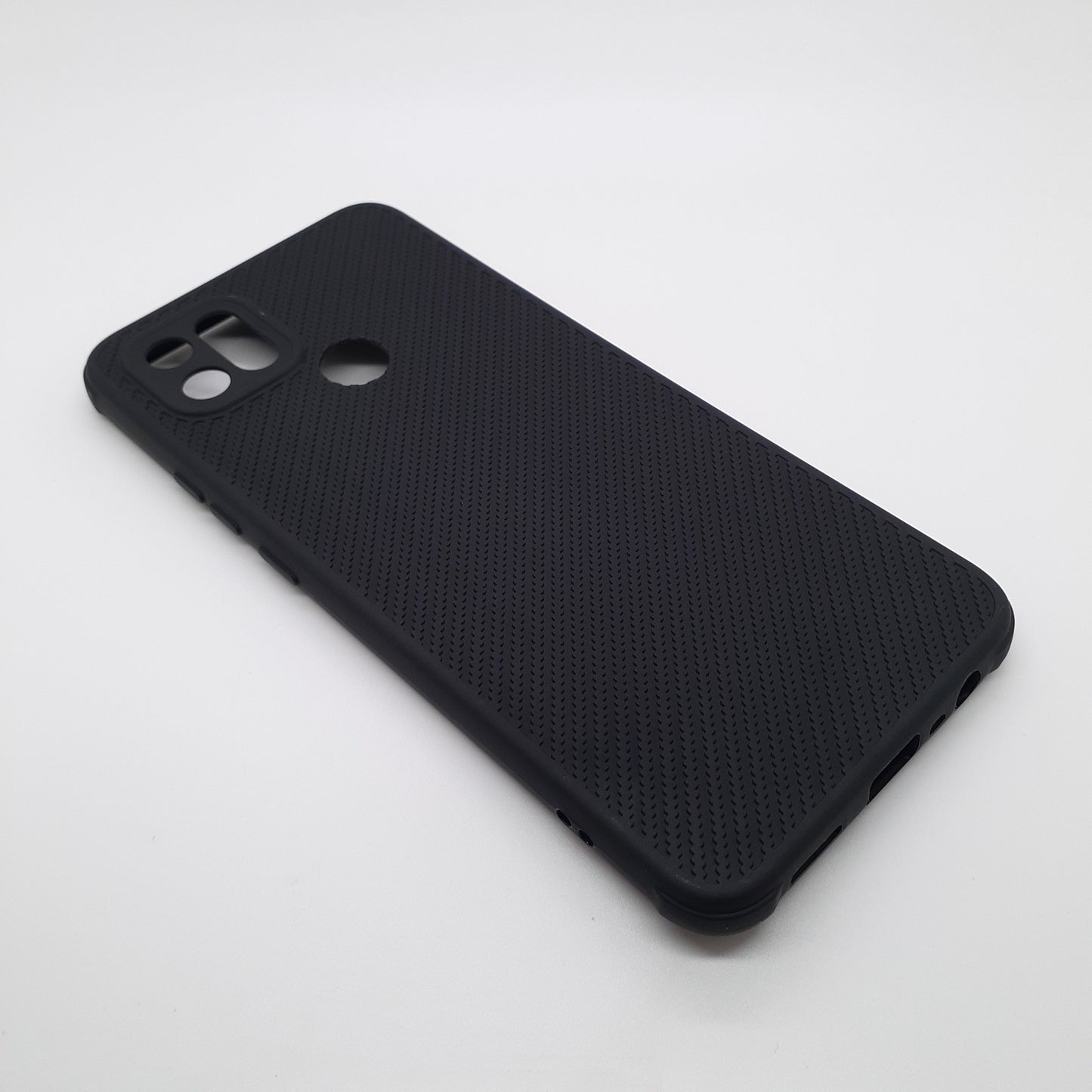 OPPO A15 Carbon Fiber texture Hard Rubber armour back cover shock-porof case