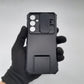 Samsung S23 FE Shockproof Case Sliding Camera Cover Ring Stand Holder Heavy Duty Protection Black Phone Cover