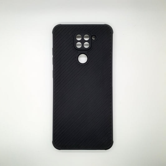 Redmi Note 9 Carbon Fiber texture Hard Rubber armour back cover shock-porof case