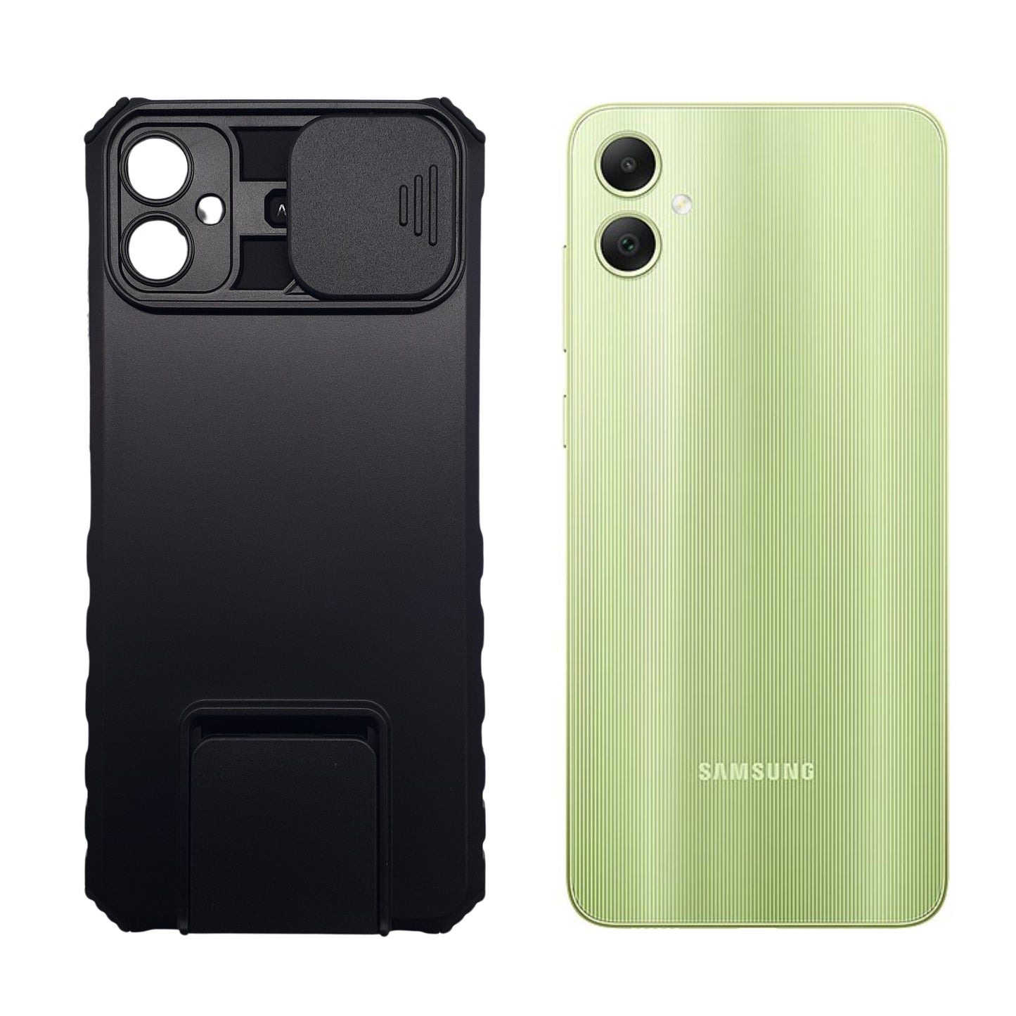 Samsung A05 Protective Phone Case Camera Slide Cover Built-in Kickstand Shockproof Military Grade Protection