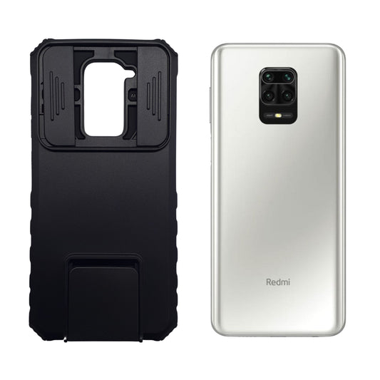 Redmi Note 9 Case Heavy Duty Shockproof Full Body Protective Cover Sliding Camera Lens Protector Built in Kickstand Video Viewing