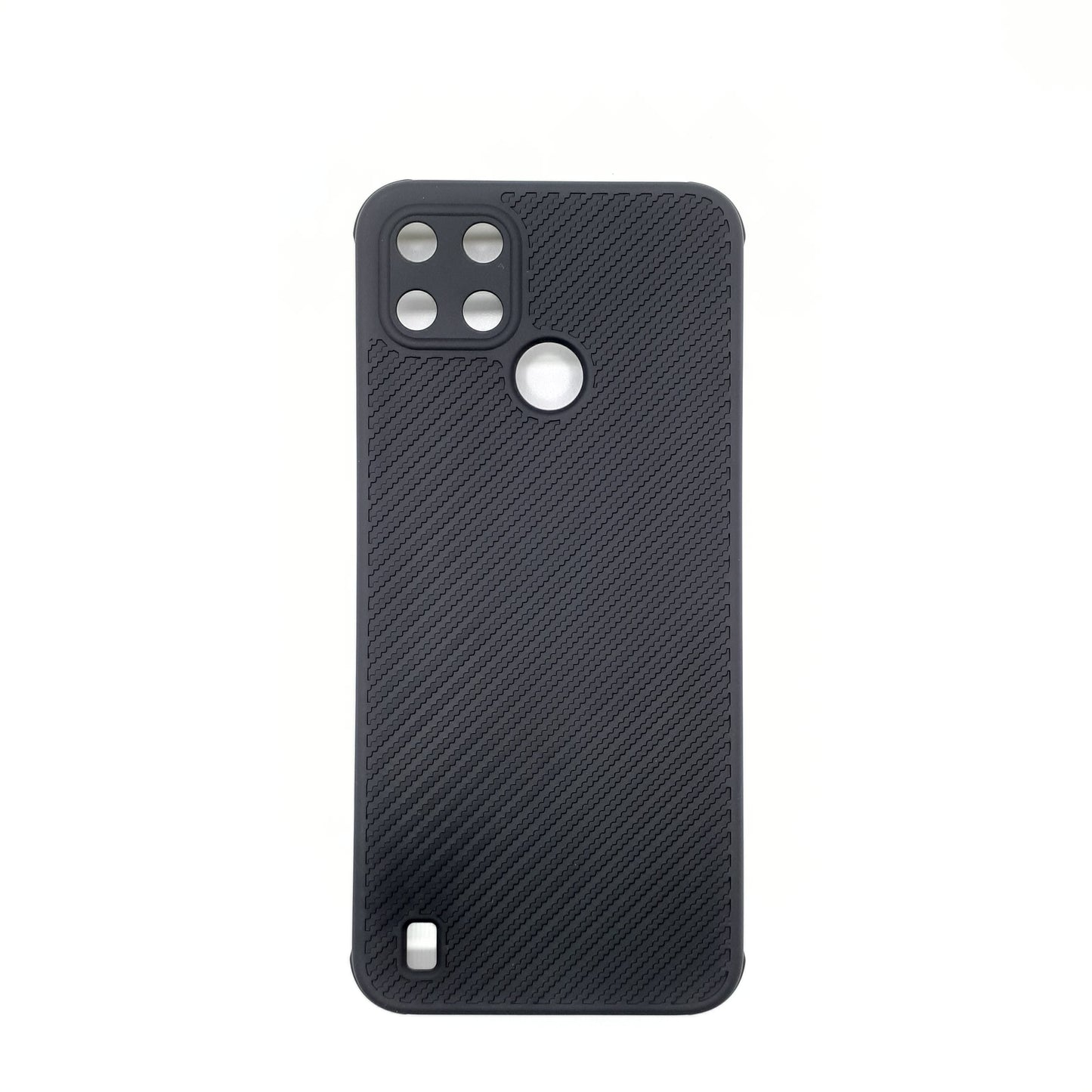Realme C21Y Carbon Fiber texture Hard Rubber armour back cover shock-porof case