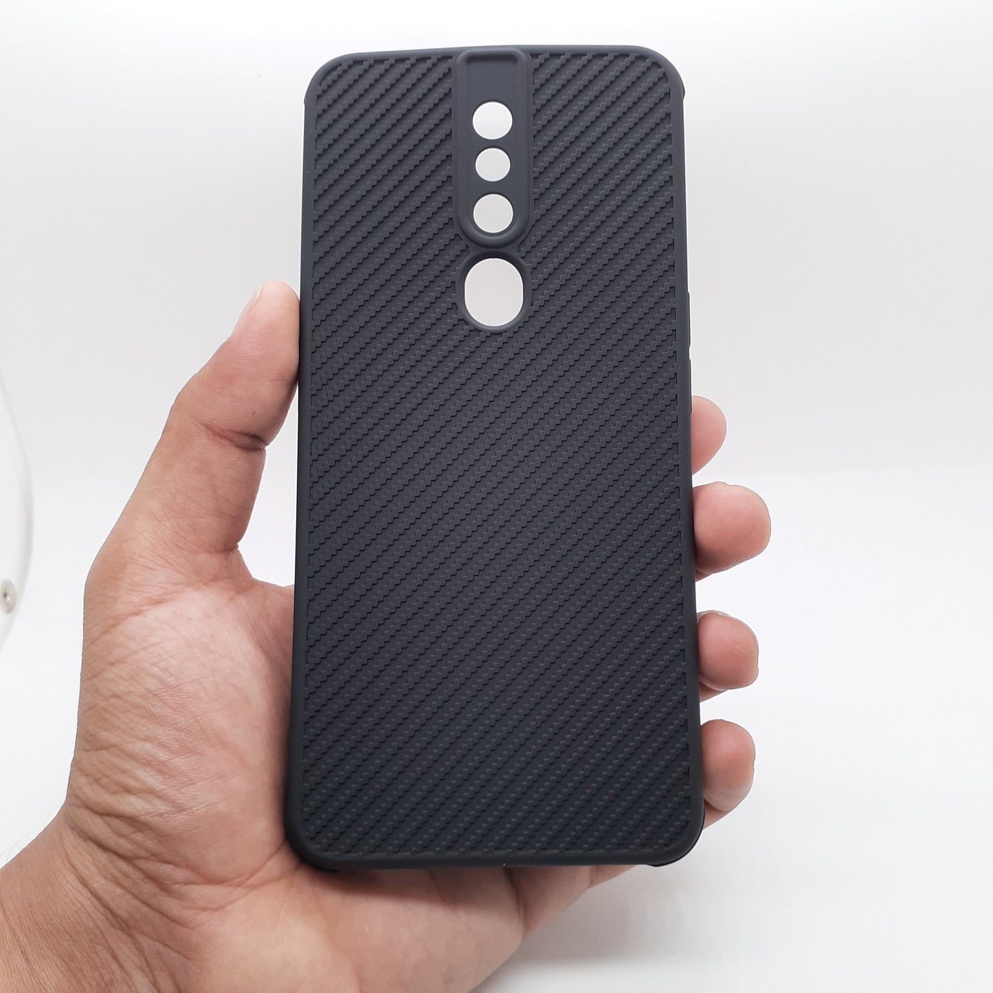 OPPO F11 Pro Carbon Fiber texture Hard Rubber armour back cover shock-porof case