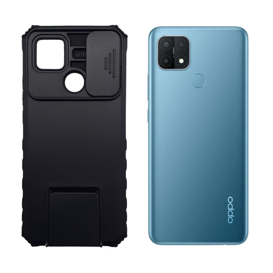 Oppo A15 Case Slide Camera Protection Ring Kickstand 360 Degree Rotatable PC TPU Military Grade Shockproof Cover