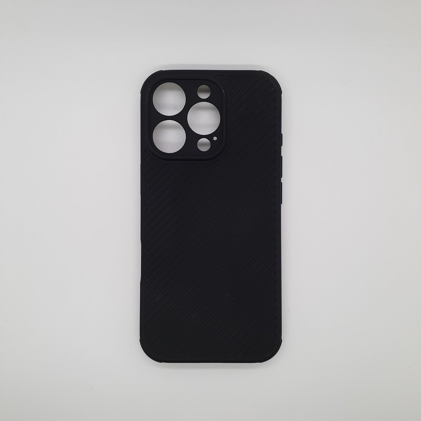 iPhone 16 Pro Carbon Fiber texture Hard Rubber armour back cover shock-porof case