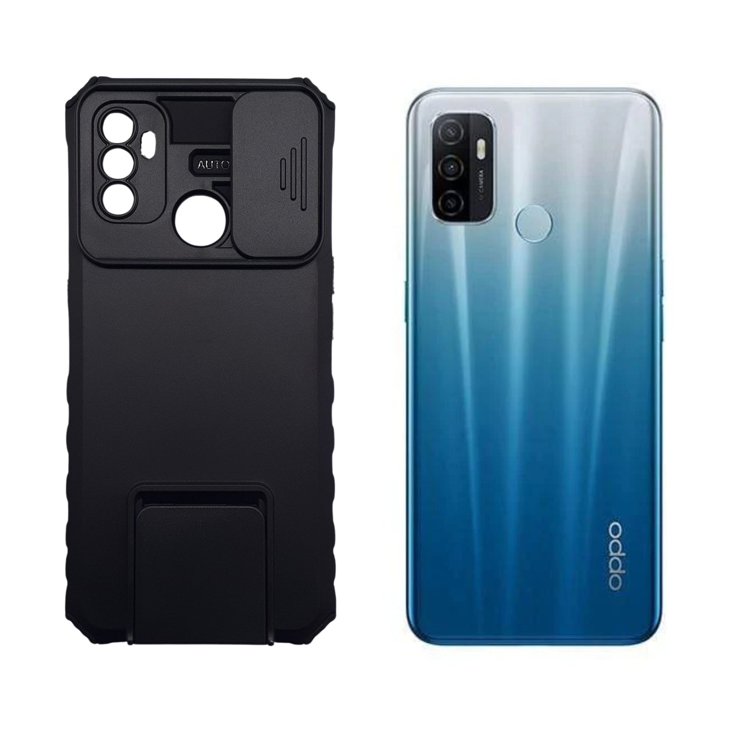 OPPO A53 Camera Slide Protector Case Heavy Duty Shockproof Cover Built in Kickstand Full Protection Hard Shell OPPO A53 2020 Accessory