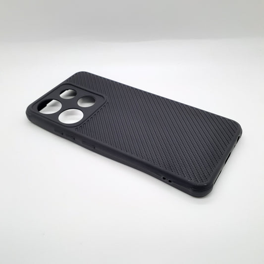 infinix Smart 7 Carbon Fiber texture Hard Rubber armour back cover shock-porof case