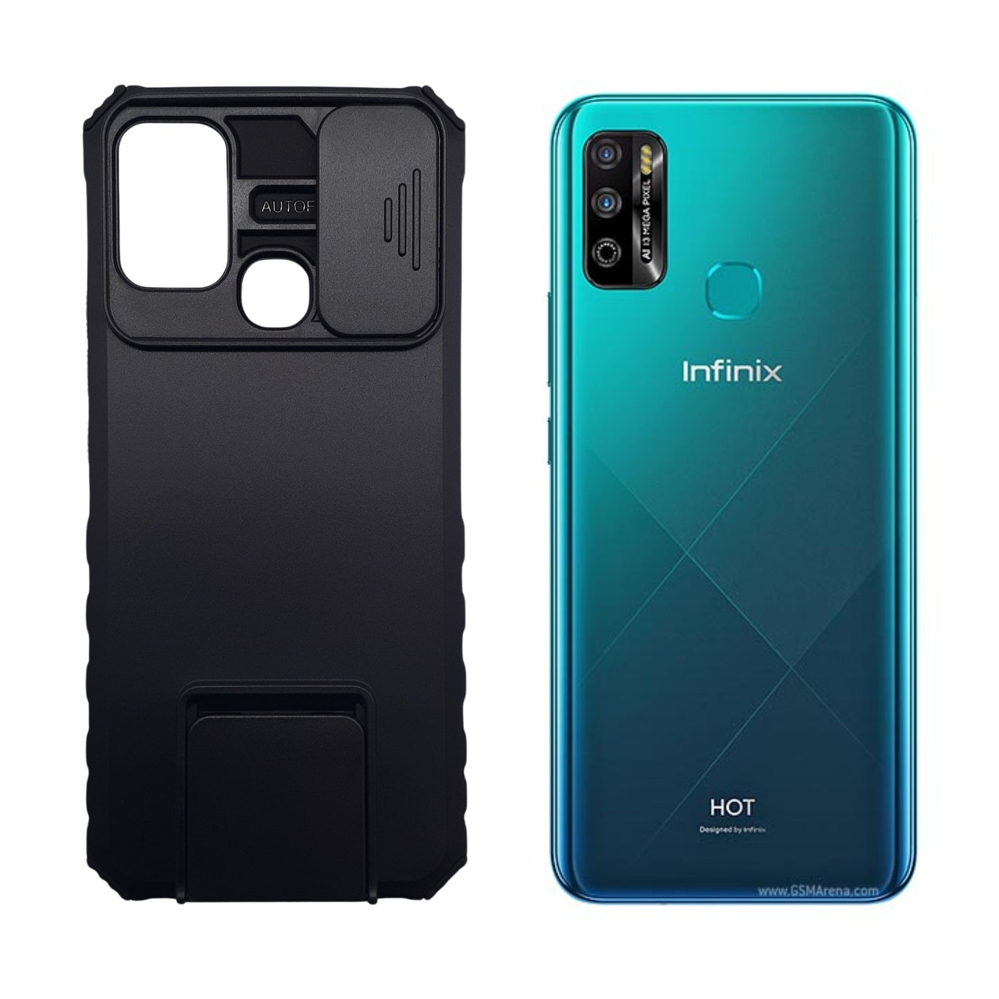 Infinix Hot 9 Play Case Camera Slide Cover Kickstand Heavy Duty Shockproof Phone Cover