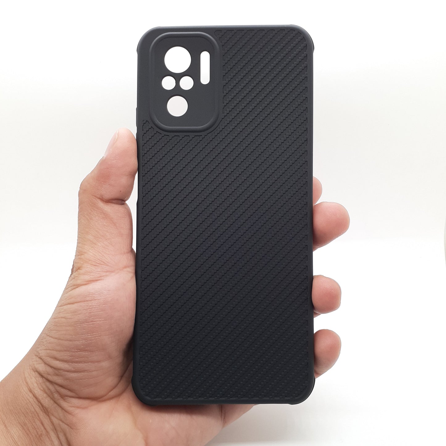 Redmi Note 10 Carbon Fiber texture Hard Rubber armour back cover shock-porof case