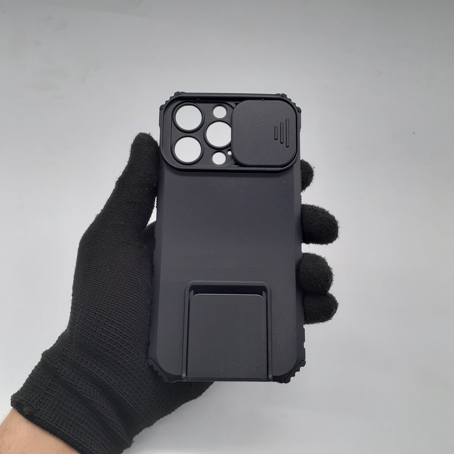 iPhone 13 Pro heavy duty protective case camera slide cover kickstand privacy hands-free viewing