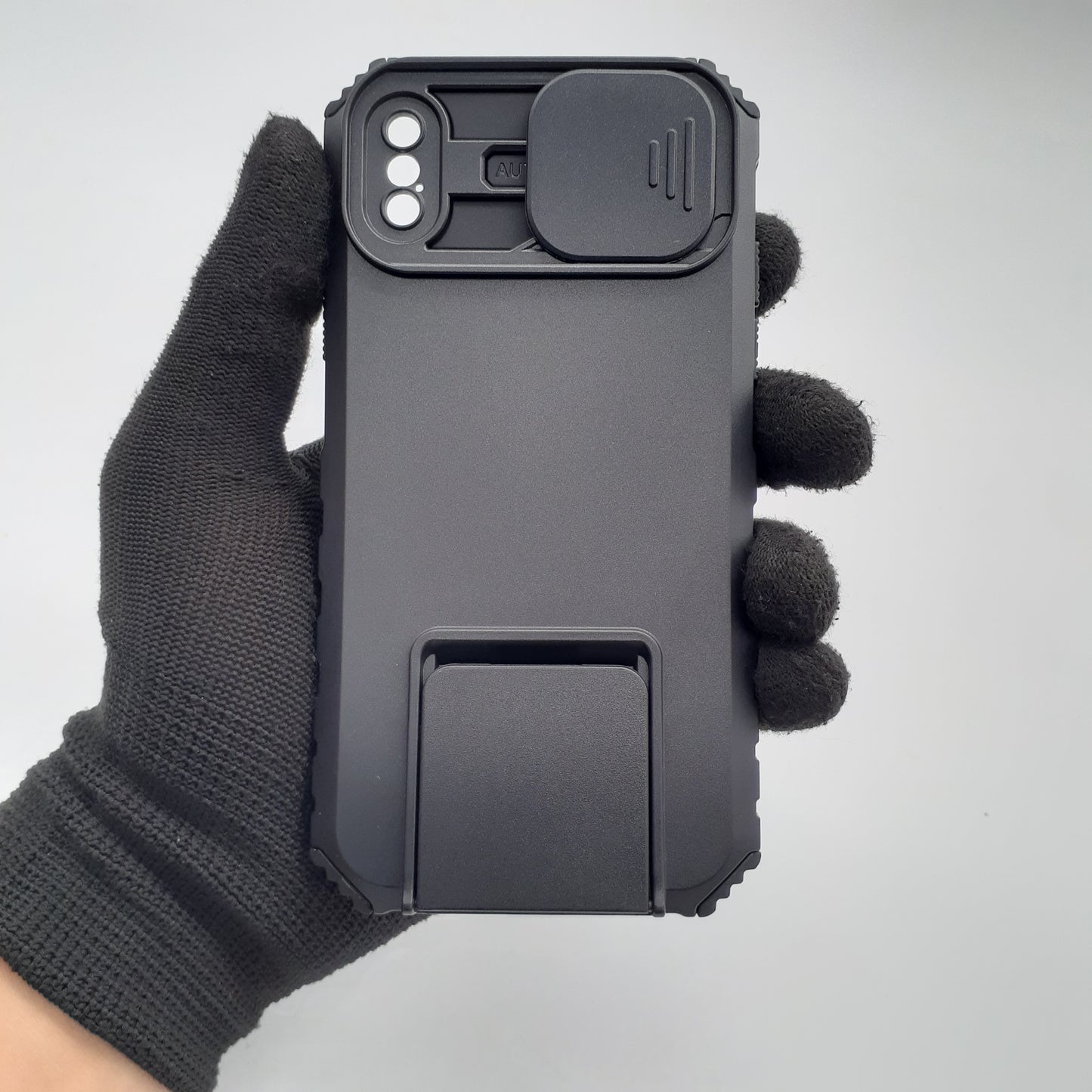iPhone X Heavy Duty Shockproof Case Full Body Protection Camera Slide Cover Integrated Kickstand Stand