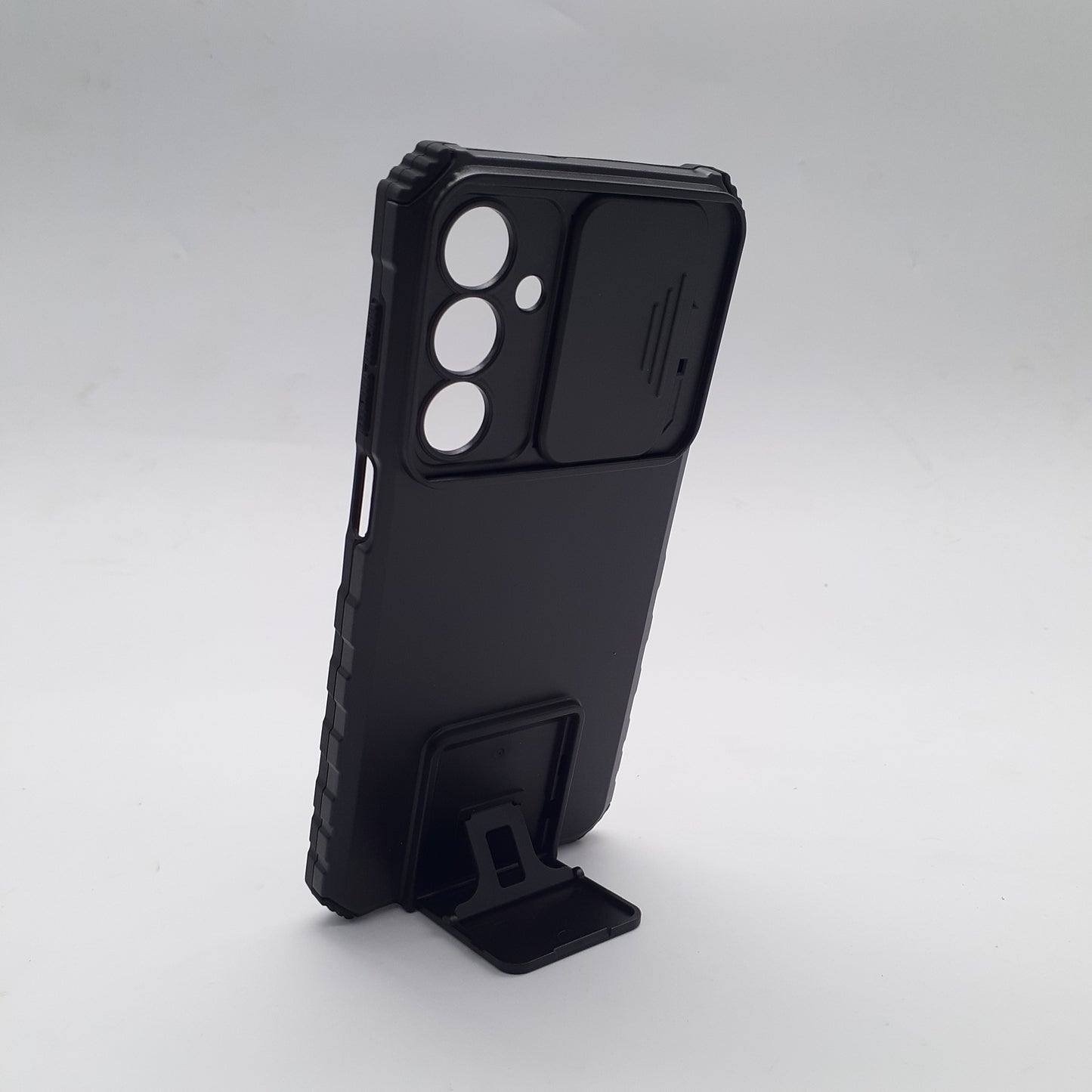 Samsung A16 Shockproof Hybrid Case Sliding Camera Protector Integrated Ring Stand Heavy Duty TPU PC Cover