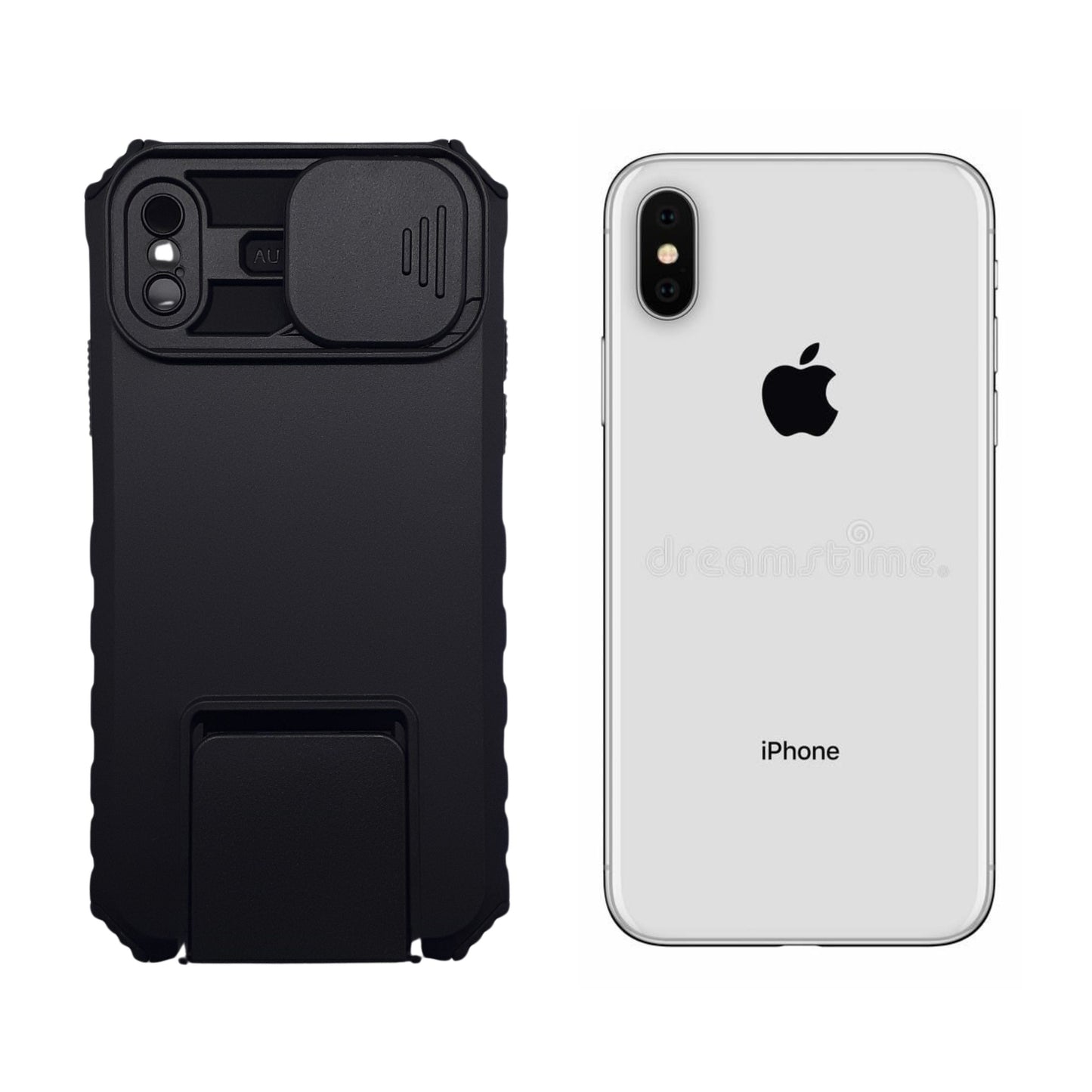 iPhone X Heavy Duty Shockproof Case Full Body Protection Camera Slide Cover Integrated Kickstand Stand
