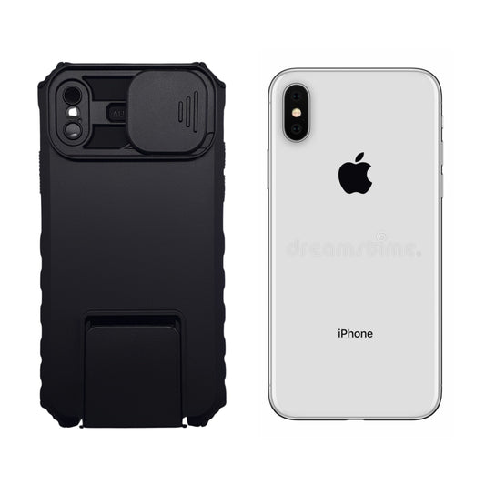 iPhone X Heavy Duty Shockproof Case Full Body Protection Camera Slide Cover Integrated Kickstand Stand