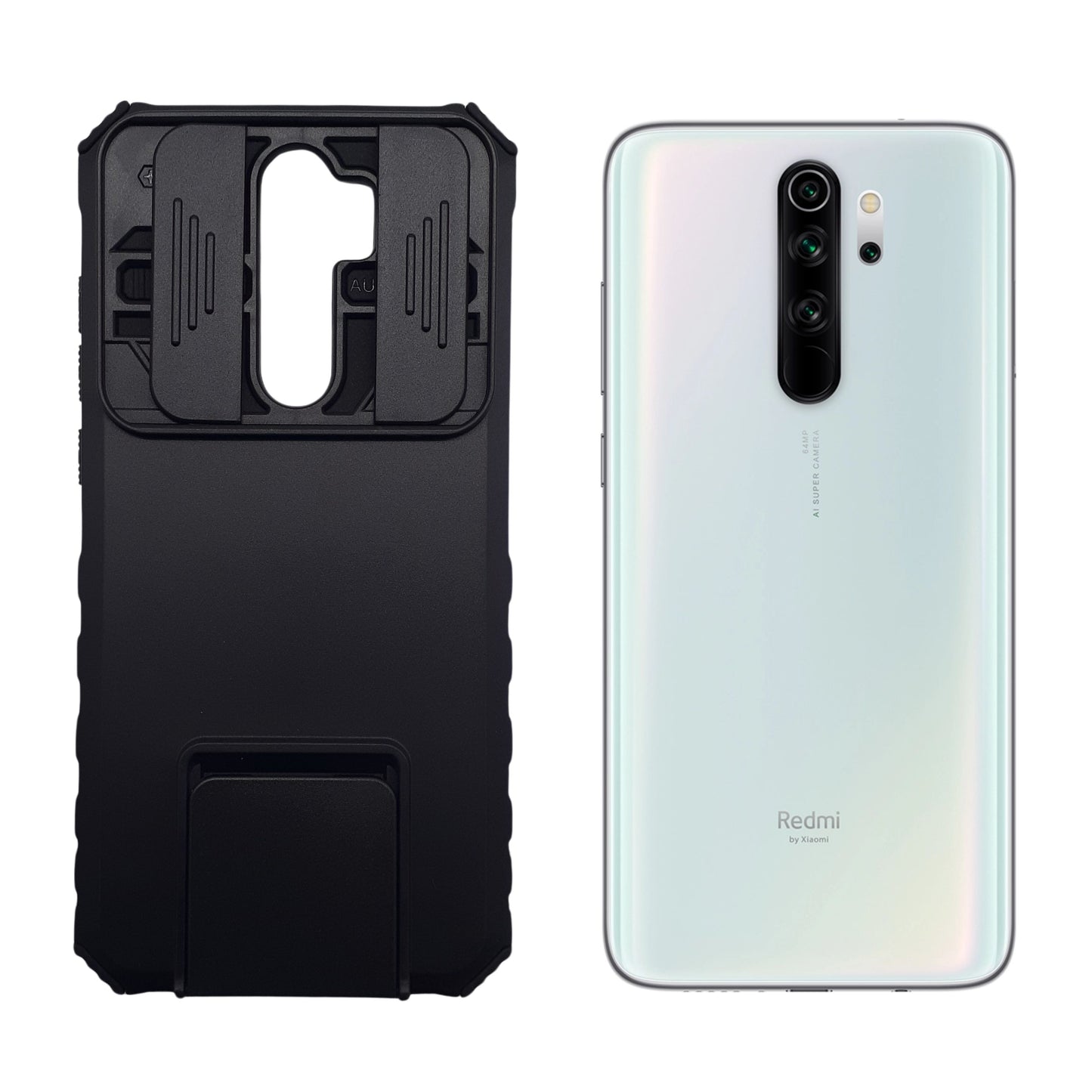 Redmi Note 8 Pro Rugged Phone Case Sliding Camera Cover Kickstand Hands Free Viewing