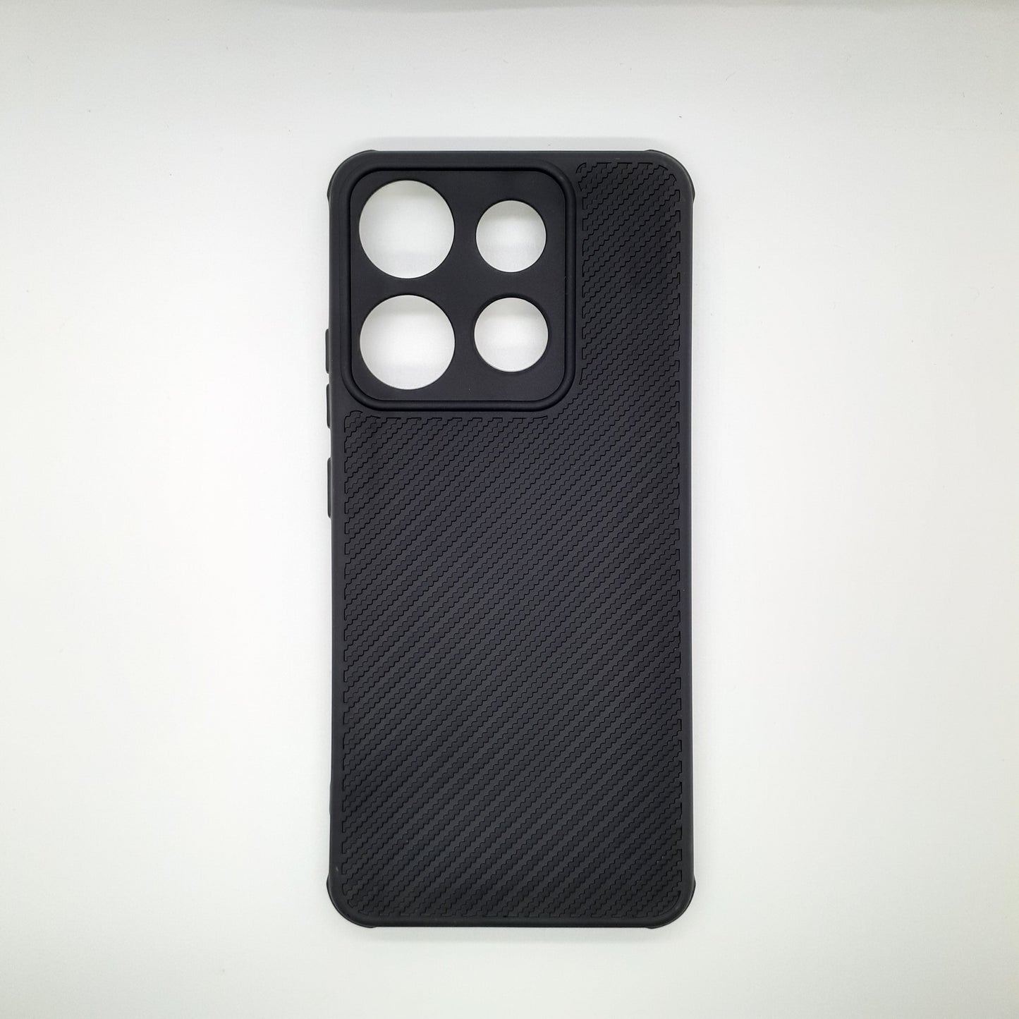 infinix Smart 7 Carbon Fiber texture Hard Rubber armour back cover shock-porof case