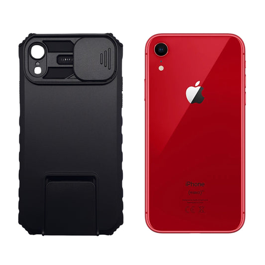 iPhone XR Rugged Protective Case Shockproof Military Grade with Camera Lens Slide Cover Kickstand Hands-Free Viewing Privacy Enhanced