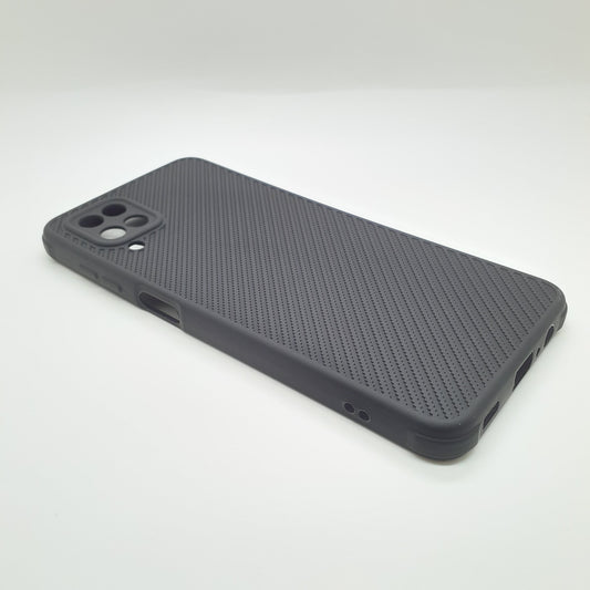 Samsung A12 Carbon Fiber texture Hard Rubber armour back cover shock-porof case