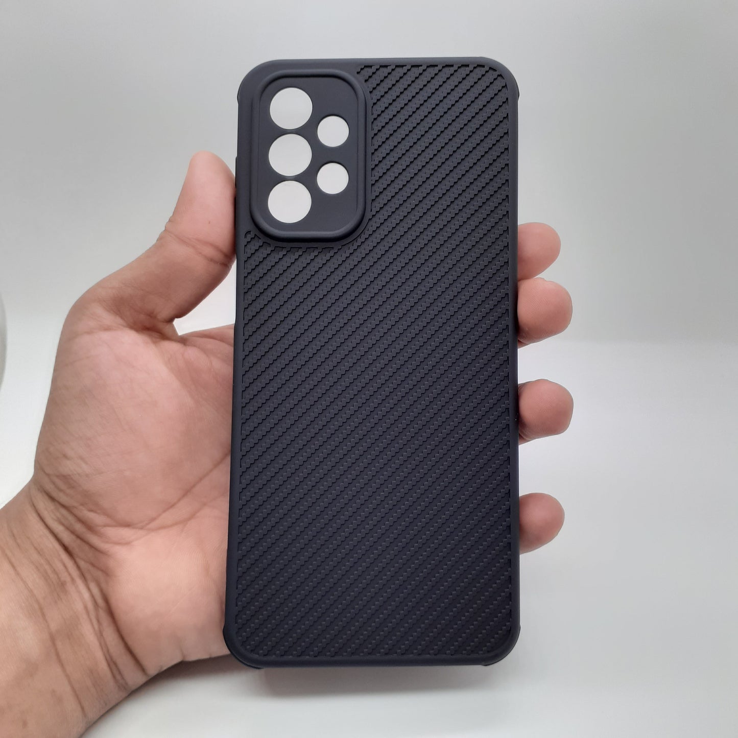 Samsung A23 Carbon Fiber texture Hard Rubber armour back cover shock-porof case