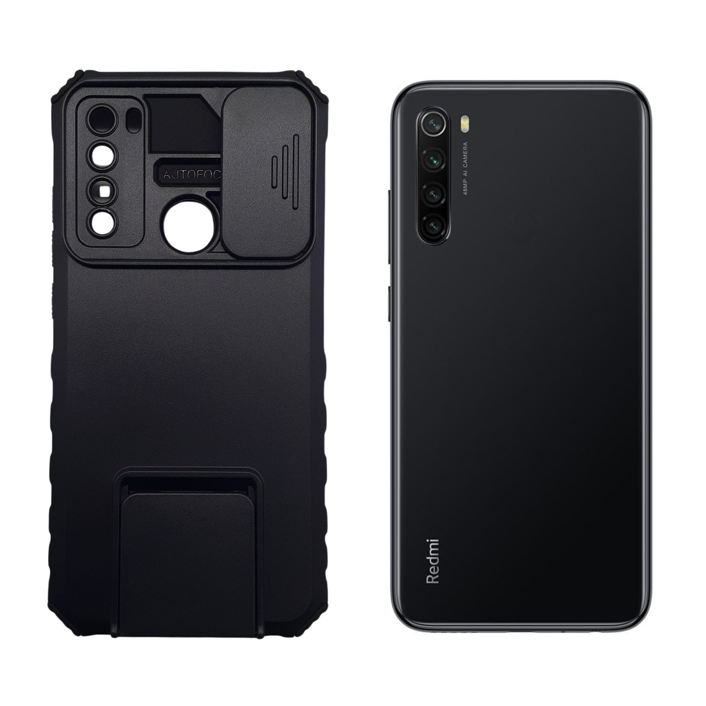 Redmi Note 8 Shockproof Armor Phone Case Slide Camera Lens Protector Magnetic Ring Kickstand Holder Stand