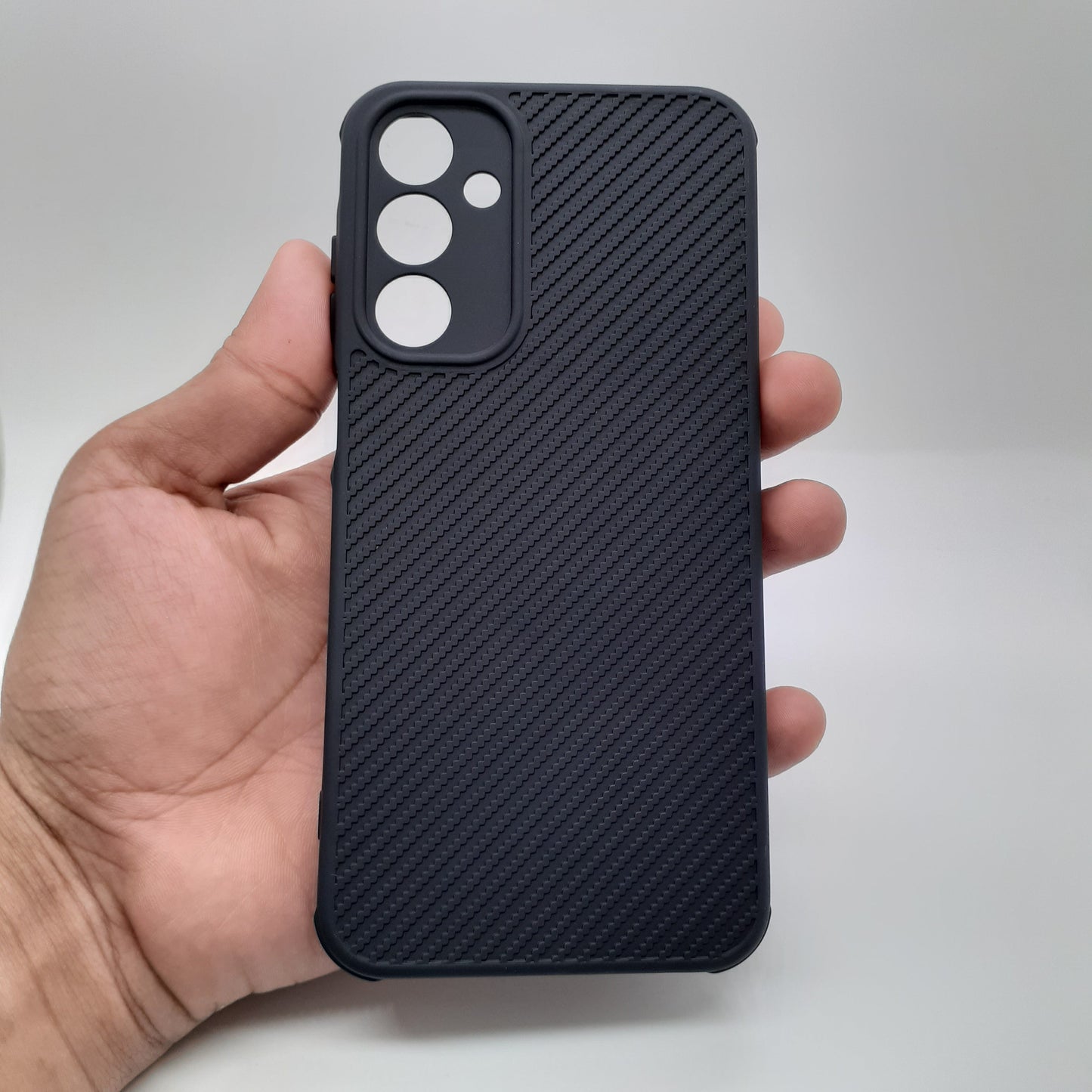 Samsung A25 Carbon Fiber texture Hard Rubber armour back cover shock-porof case