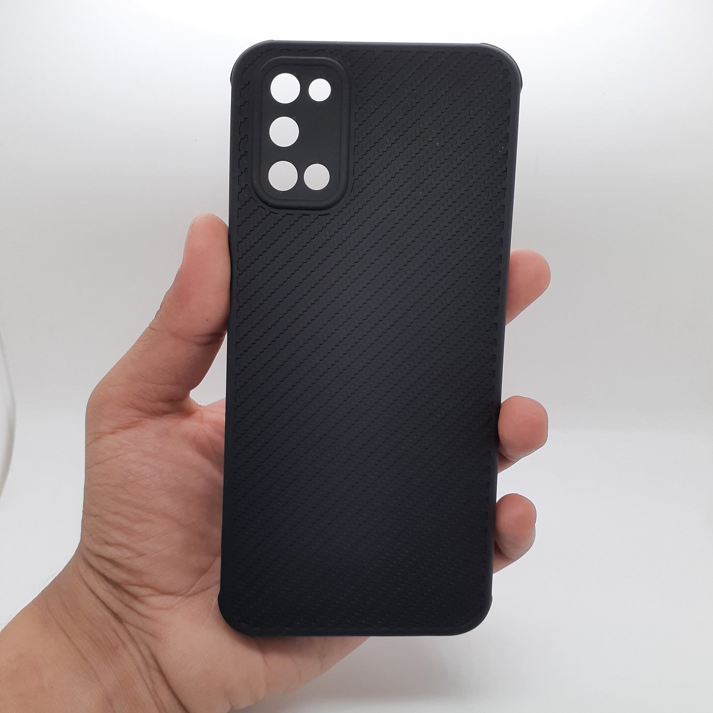 OPPO A52 Carbon Fiber texture Hard Rubber armour back cover shock-porof case