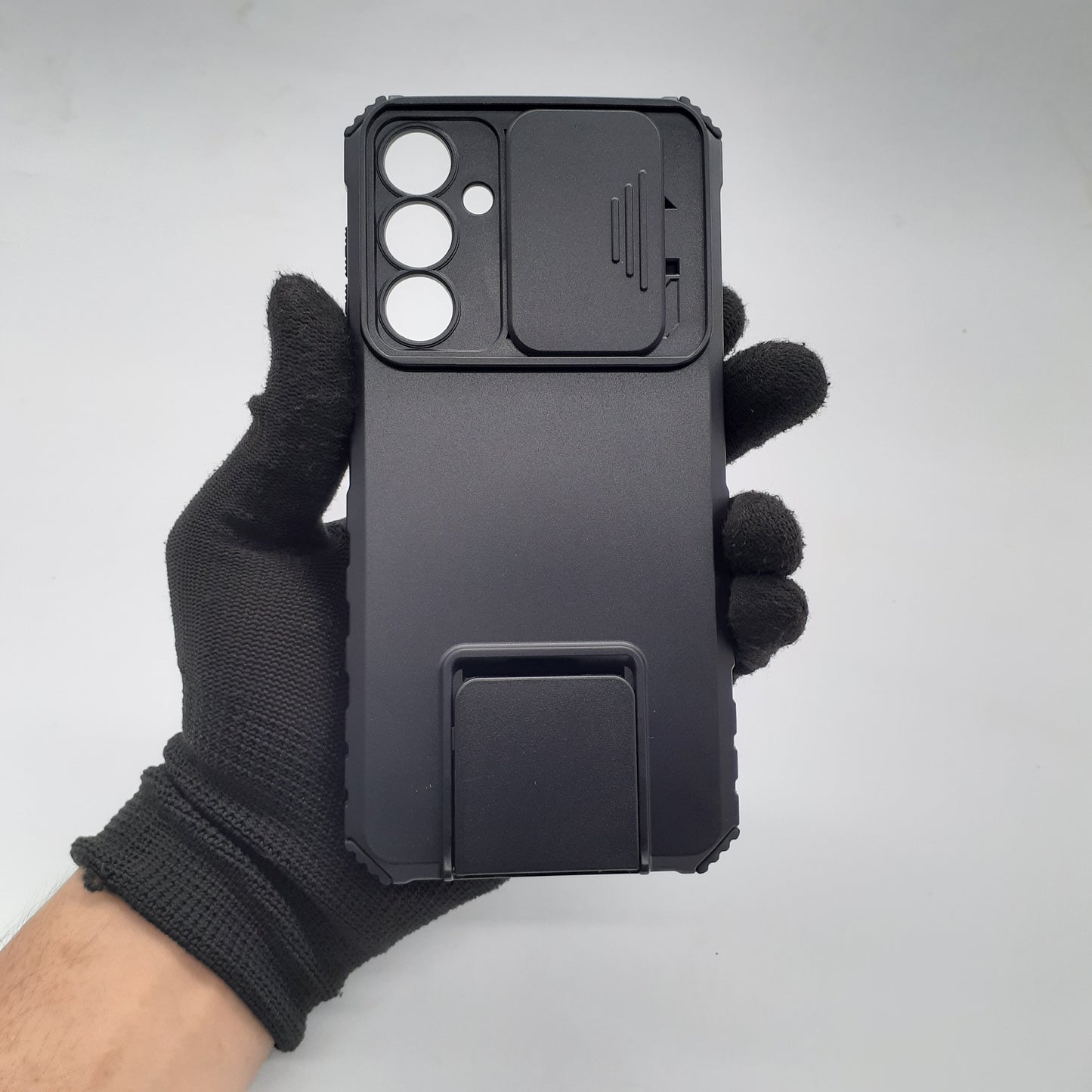 Samsung A16 Shockproof Hybrid Case Sliding Camera Protector Integrated Ring Stand Heavy Duty TPU PC Cover