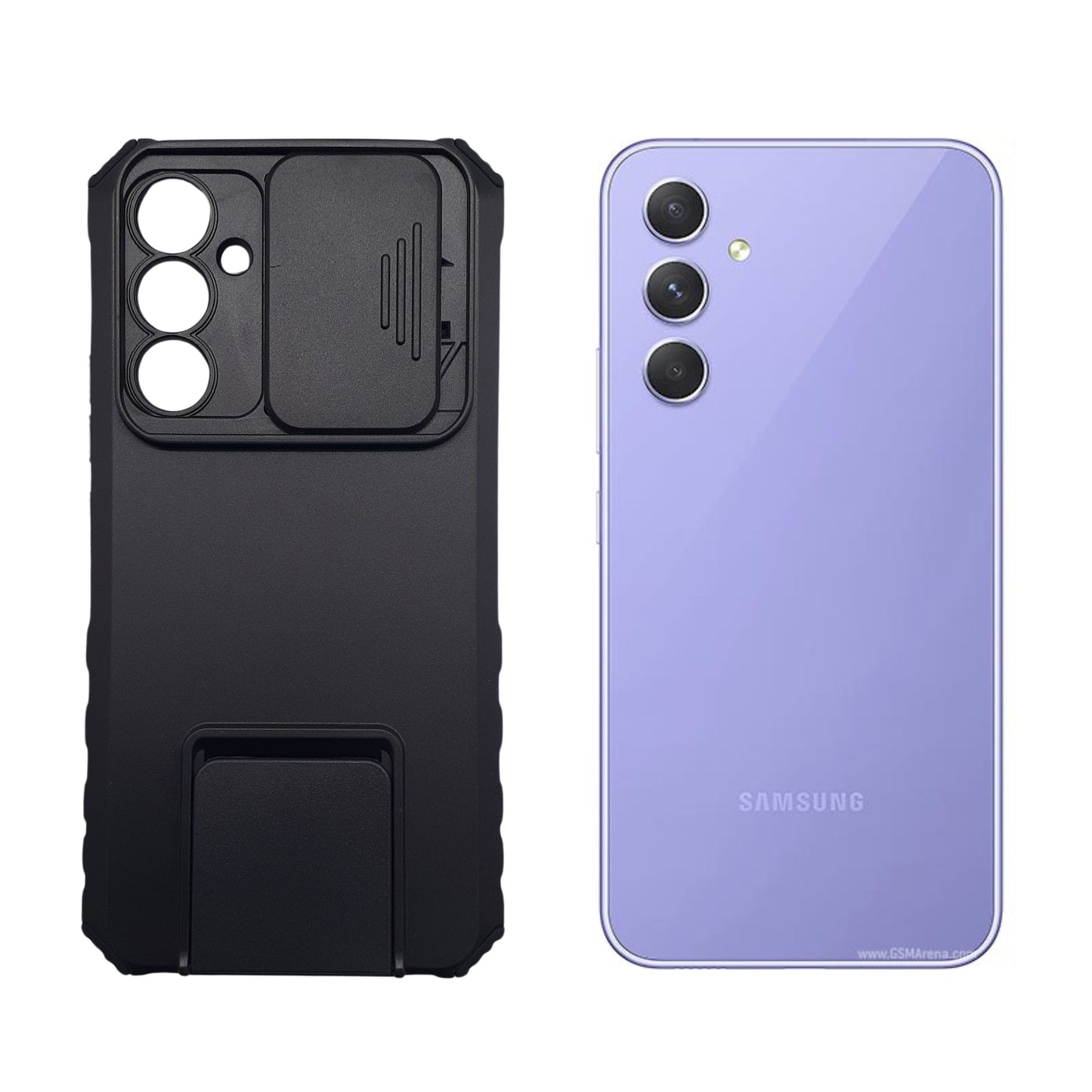 Samsung A54 5G Case Slide Camera Protector Slim Hybrid Shockproof Rugged Cover Built in Kickstand Black