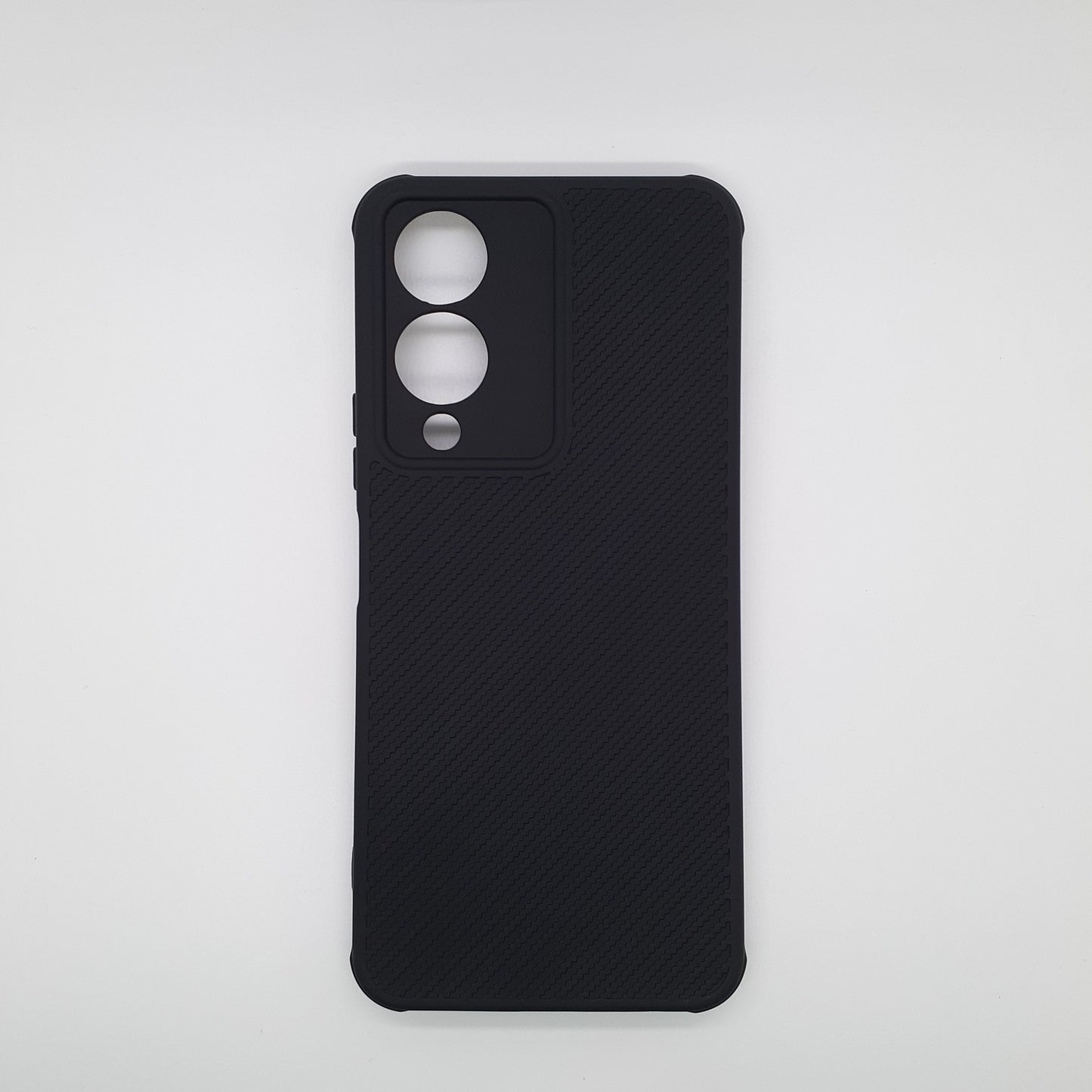 Vivo Y17s Carbon Fiber texture Hard Rubber armour back cover shock-porof case