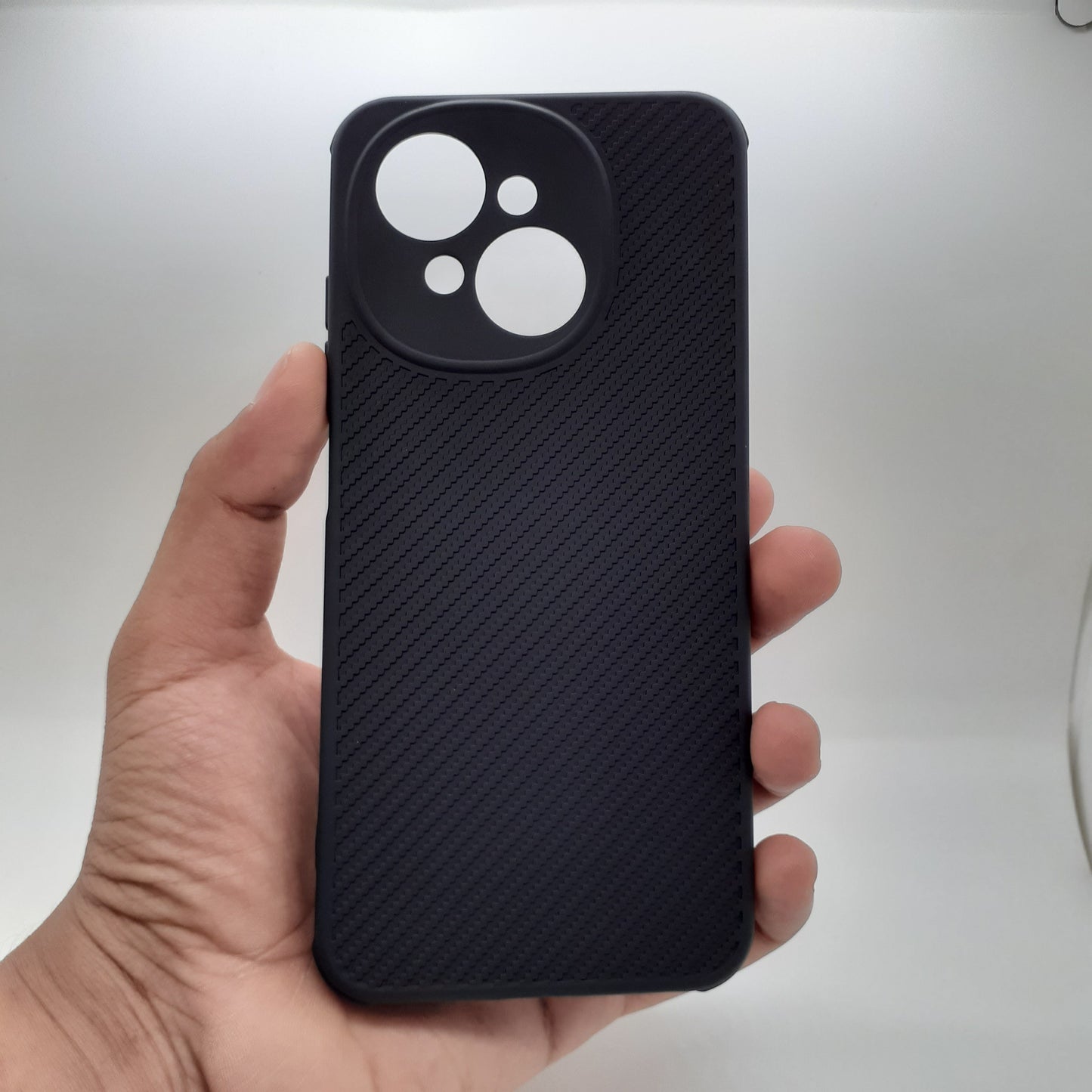 Tecno Spark Go 1 Carbon Fiber texture Hard Rubber armour back cover shock-porof case