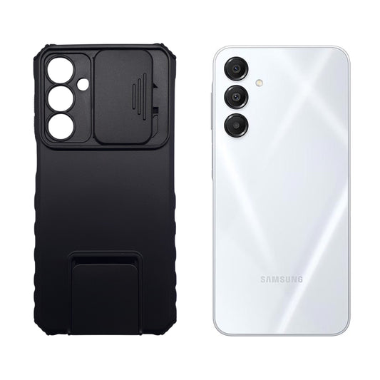 Samsung A16 Shockproof Hybrid Case Sliding Camera Protector Integrated Ring Stand Heavy Duty TPU PC Cover