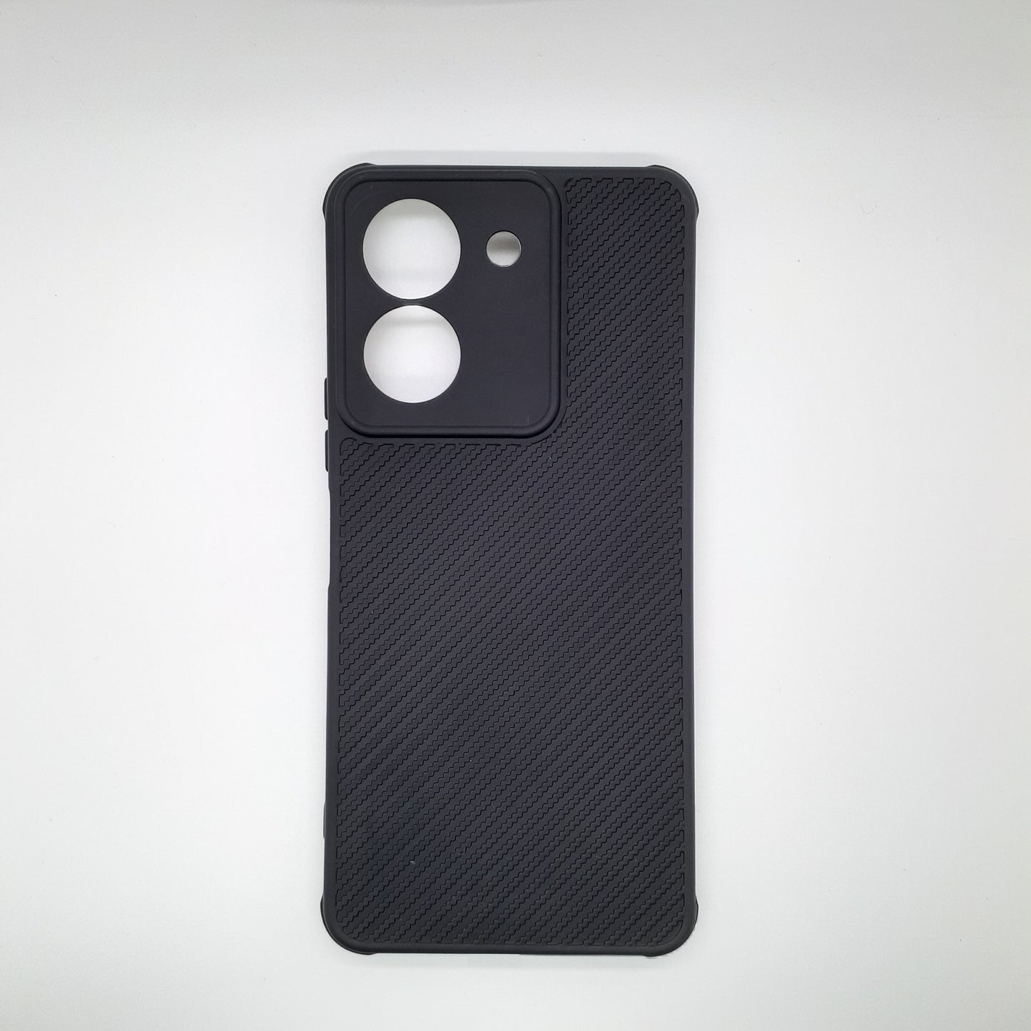 Vivo Y27s Carbon Fiber texture Hard Rubber armour back cover shock-porof case