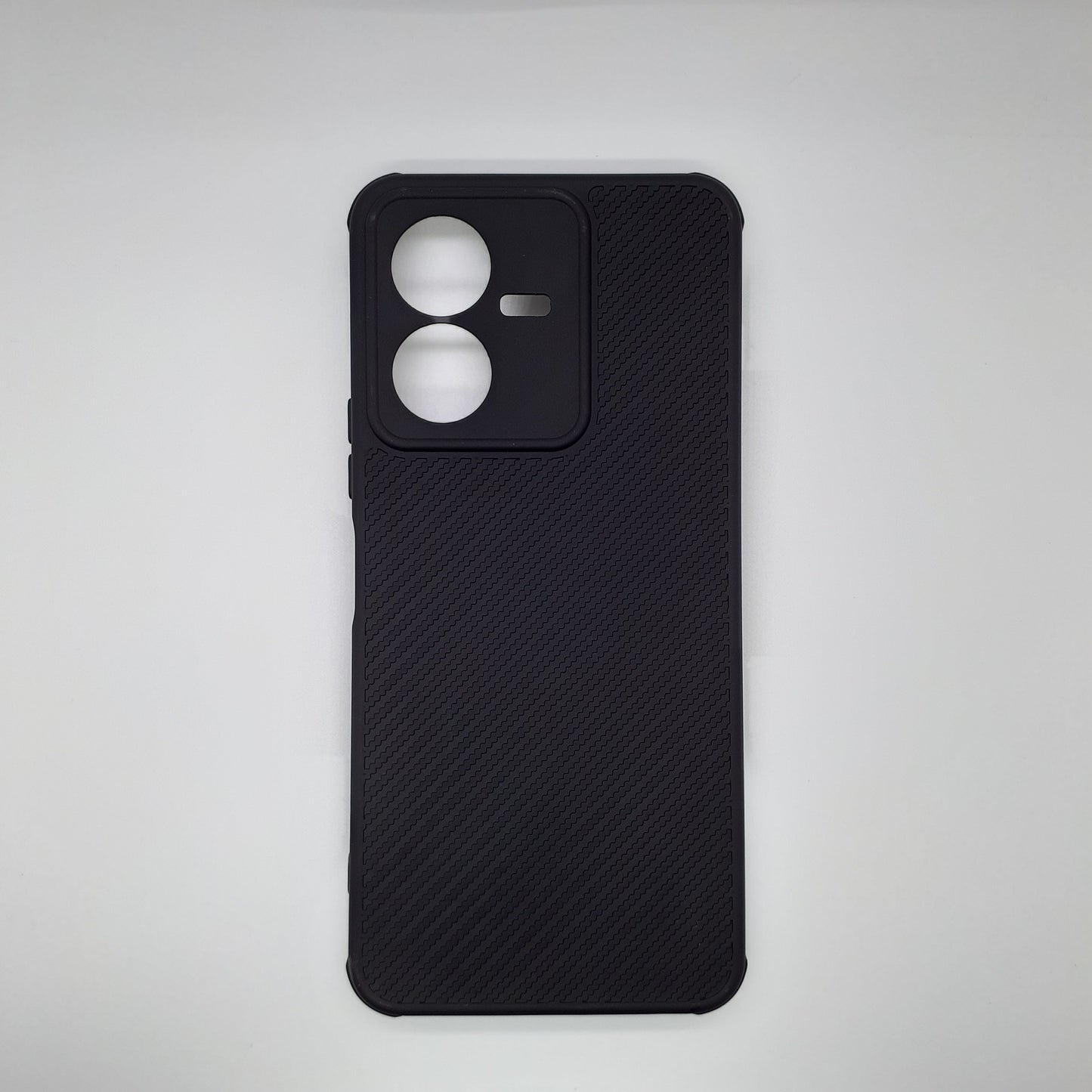 Vivo Y22 Carbon Fiber texture Hard Rubber armour back cover shock-porof case