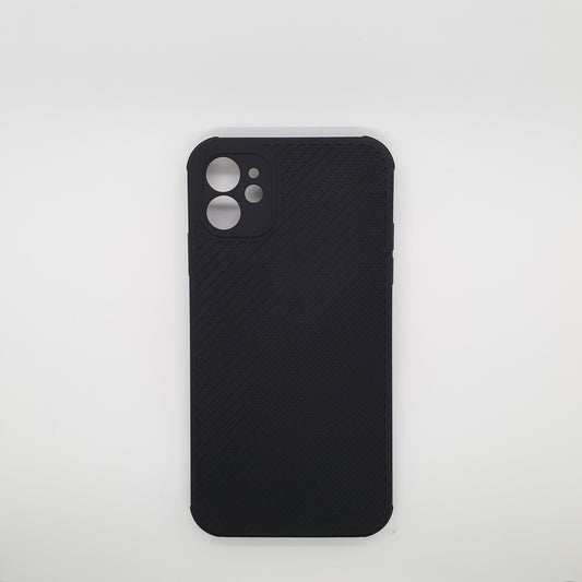 iPhone 11 Carbon Fiber texture Hard Rubber armour back cover shock-porof case