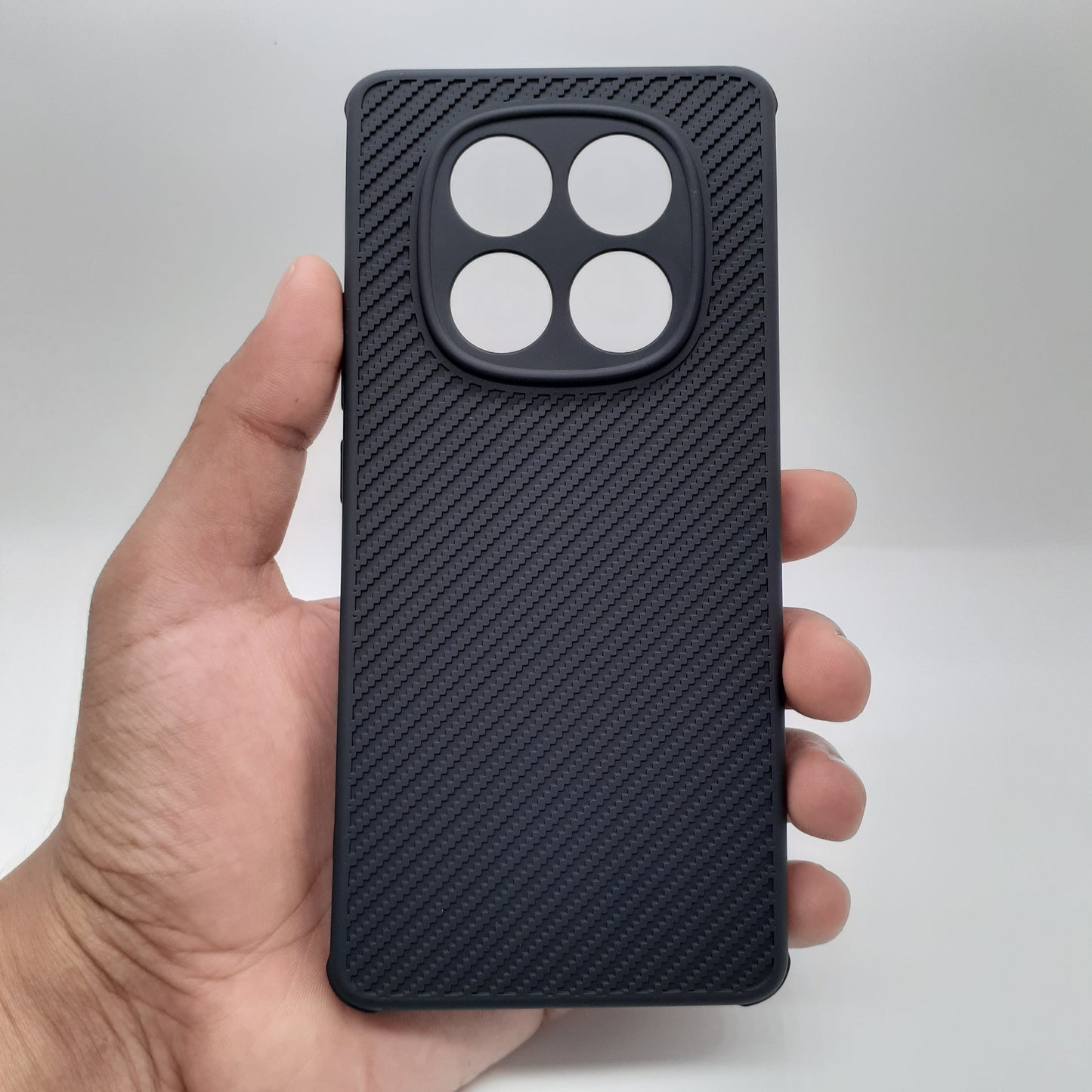 Redmi Note 14 Pro 4G Carbon Fiber texture Hard Rubber armour back cover shock-porof case