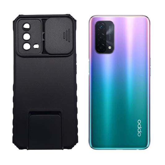 OPPO A74 4G 5G Heavy Duty Shockproof Case Sliding Camera Cover Wallet Phone Kickstand 360 Ring Stand