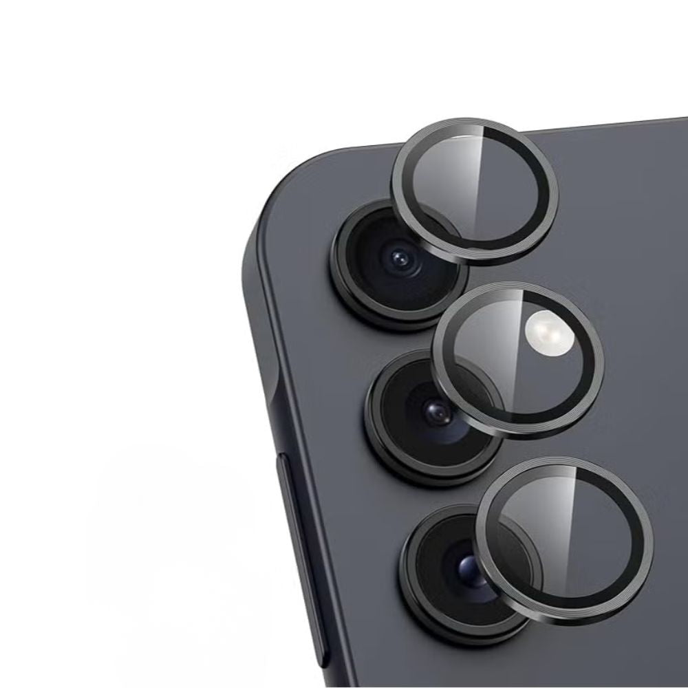 Samsung A55 Metal Ring Tempered Glass Camera Lens Protector: Ultra-Thin HD Clear, Scratch Resistant, Anti-Fingerprint Shield (3-Pack)