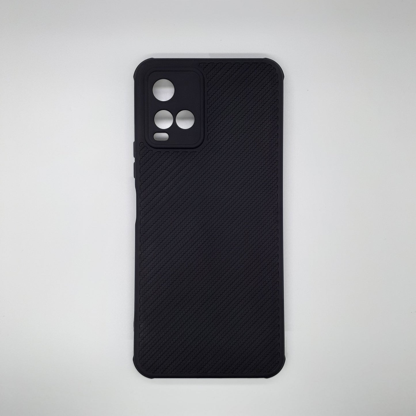 Vivo Y21 Carbon Fiber texture Hard Rubber armour back cover shock-porof case