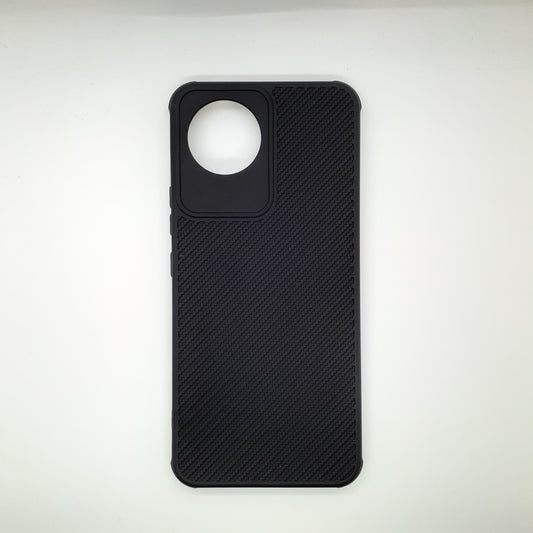 Vivo Y02 Carbon Fiber texture Hard Rubber armour back cover shock-porof case