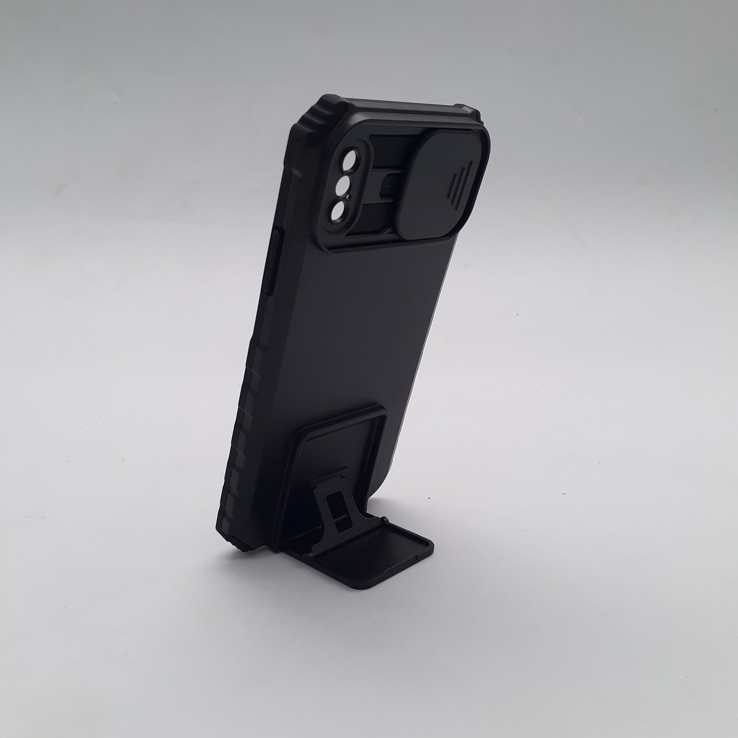 iPhone X Heavy Duty Shockproof Case Full Body Protection Camera Slide Cover Integrated Kickstand Stand
