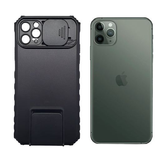 Heavy Duty iPhone 11 Pro Max Case Sliding Camera Cover Integrated Kickstand Protection Viewing