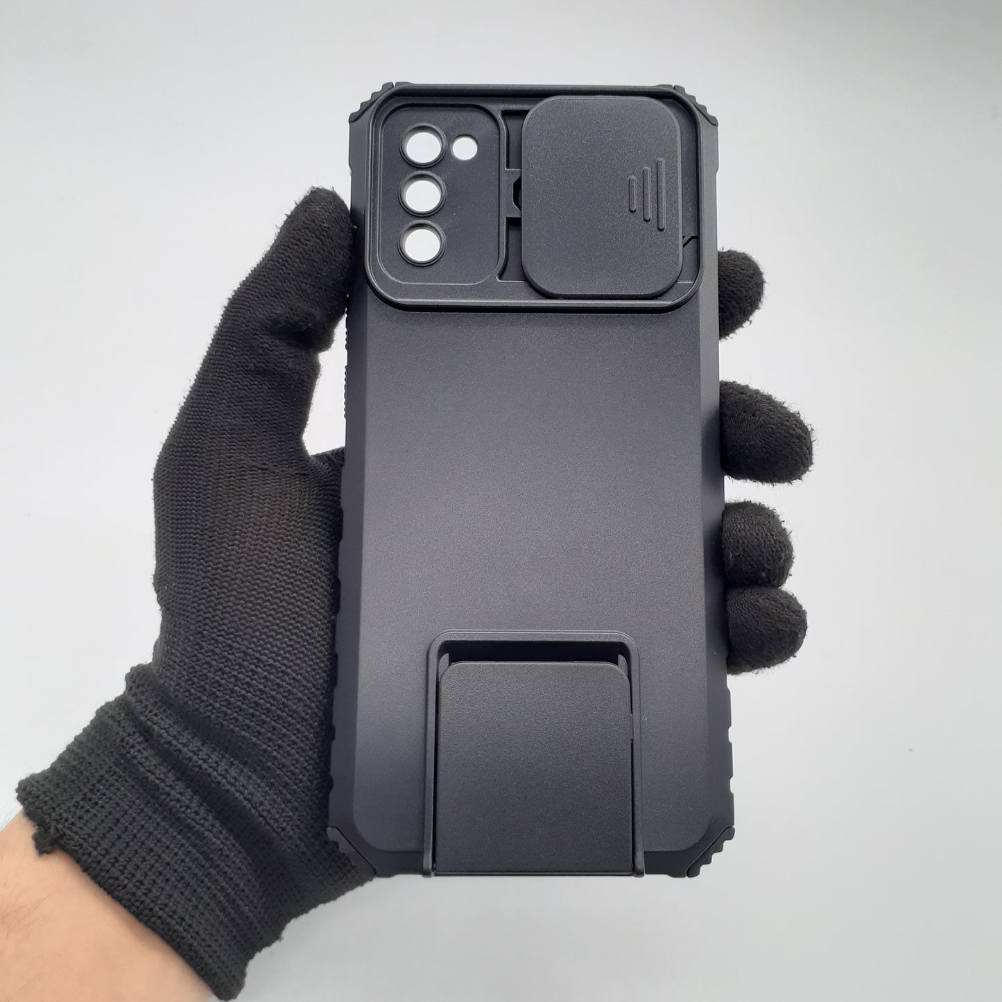 Samsung A02s Case Heavy Duty Shockproof Protective Cover Sliding Camera Lens Protector Foldable Kickstand Built in Stand