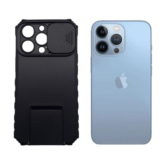 iPhone 13 Pro heavy duty protective case camera slide cover kickstand privacy hands-free viewing