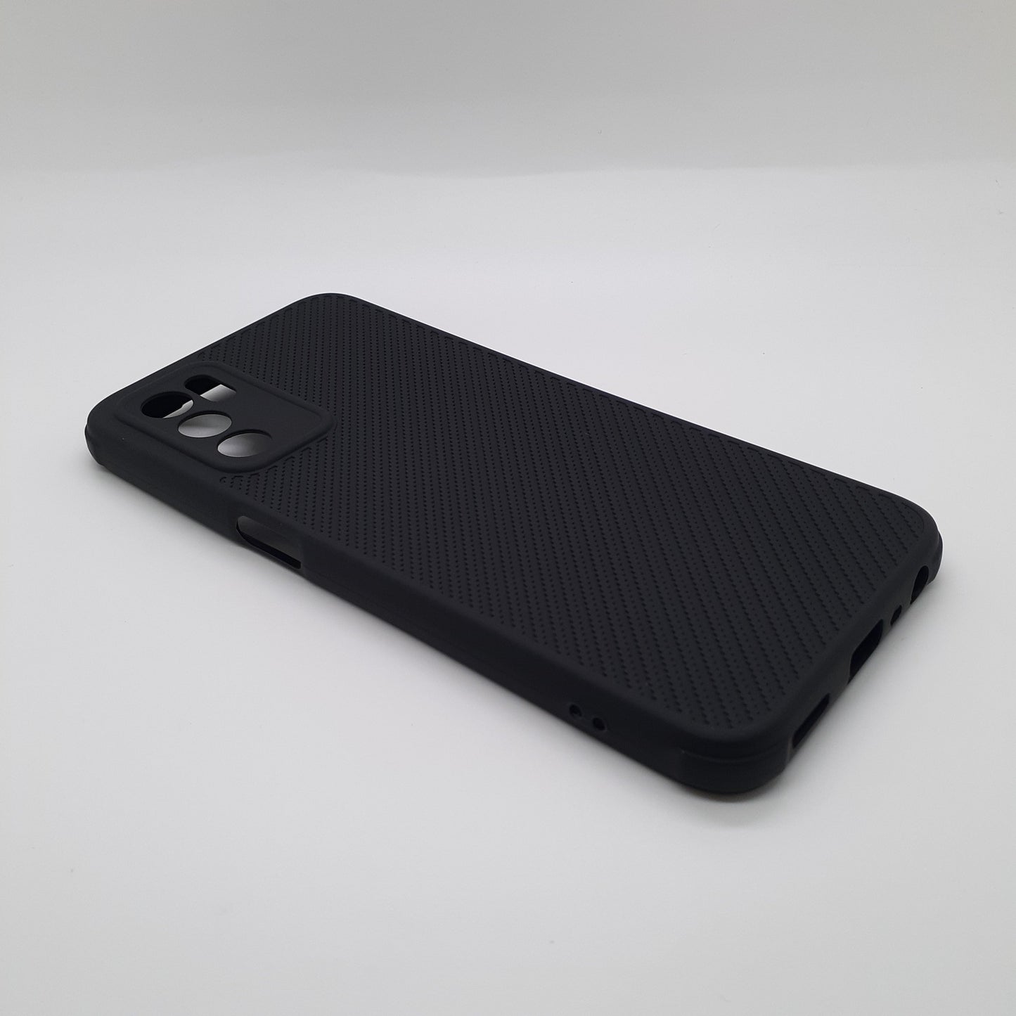 OPPO A16 Carbon Fiber texture Hard Rubber armour back cover shock-porof case