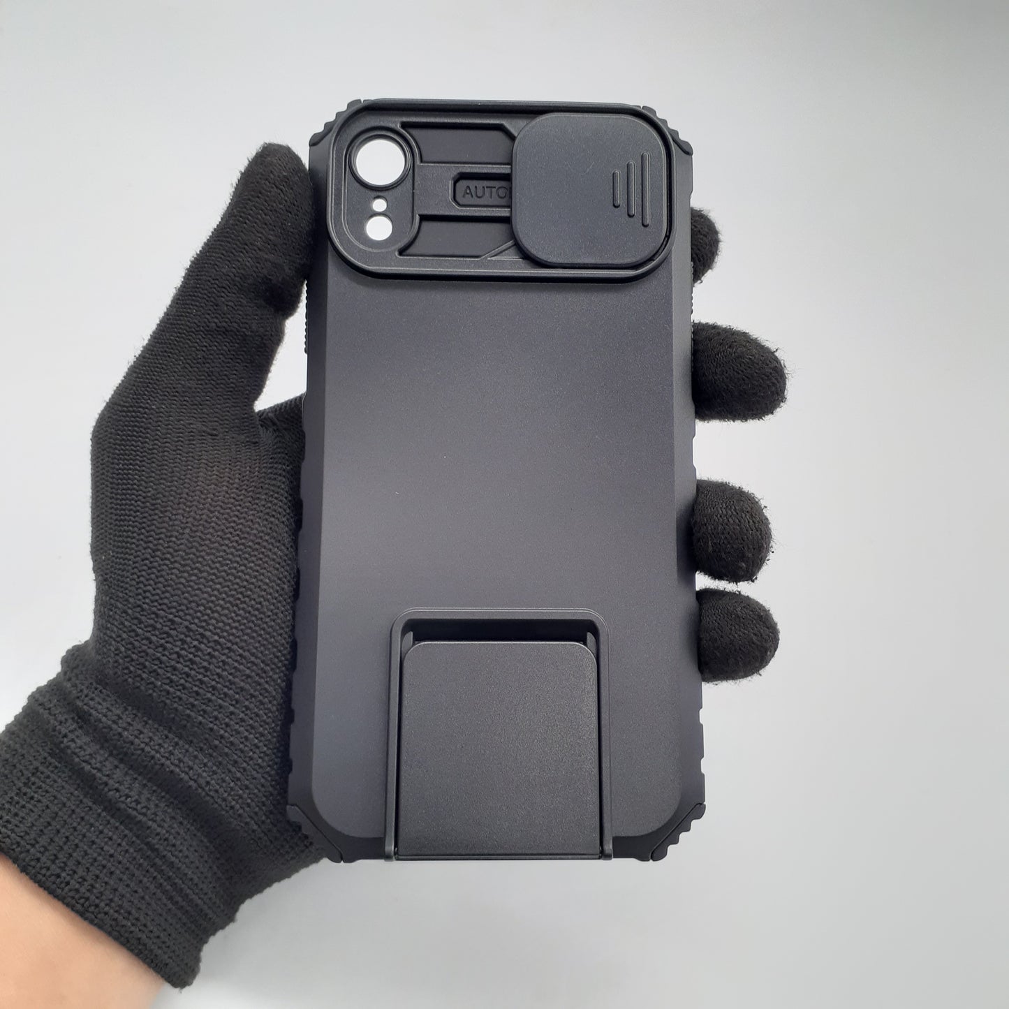 iPhone XR Rugged Protective Case Shockproof Military Grade with Camera Lens Slide Cover Kickstand Hands-Free Viewing Privacy Enhanced
